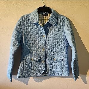 Lands' End Quilted Jacket Women's Small Baby Blue Lightweight Buttons Thermolite
